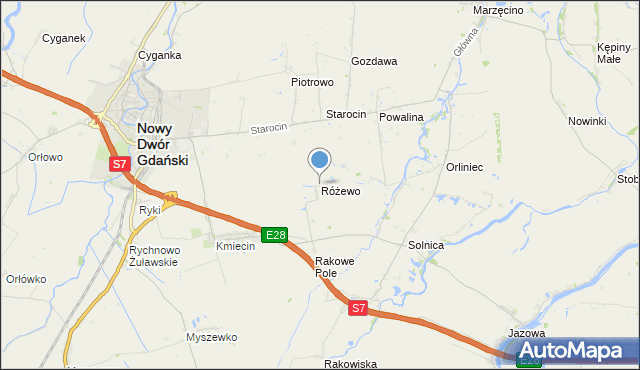 mapa Różewo, Różewo gmina Nowy Dwór Gdański na mapie Targeo